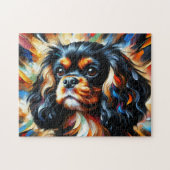 Puzzle Cavalier King Charles Spaniel Noir et Feu Art (Horizontal)