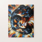 Puzzle Cavalier King Charles Spaniel Noir et Feu Art (Vertical)