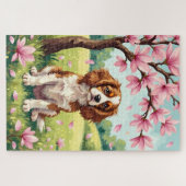 Puzzle Cavalier King Charles Spaniel Spring Blossom Dog (Horizontal)