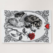 Puzzle Cavalier King Charles Victorian Etching Valentine (Horizontal)