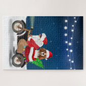 Puzzle Cavalier King Chien Noël Père Noël (Horizontal)