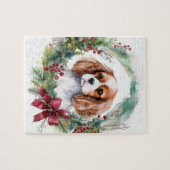 Puzzle Cavalier King Christmas Wreath Festive Pup (Horizontal)