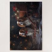 Puzzle Cavalier King Snowy Sleigh Christmas Decor   (Vertical)