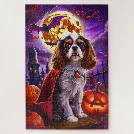 Puzzle Cavalier King Vampire Citrouilles Halloween Épouva (Vertical)