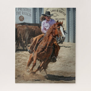 Puzzle Cavalière de rodéo à cheval à cheval Sports occide