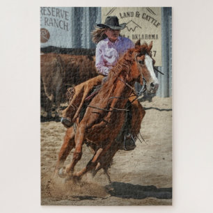 Puzzle Cavalière de rodéo à cheval à cheval Sports occide