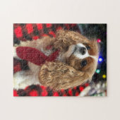 Puzzle Cavaliers King Charles Spaniels Avec Écharpe d'Hiv (Horizontal)