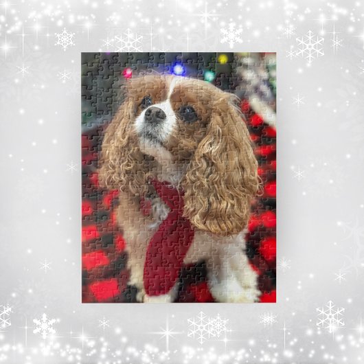 Puzzle Cavaliers King Charles Spaniels Avec Écharpe d'Hiv