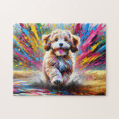 Puzzle Cavapoo Dog Portrait Acrylique Art Imprimer Amoure (Horizontal)