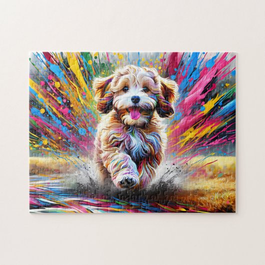 Puzzle Cavapoo Dog Portrait Acrylique Art Imprimer Amoure (Horizontal)