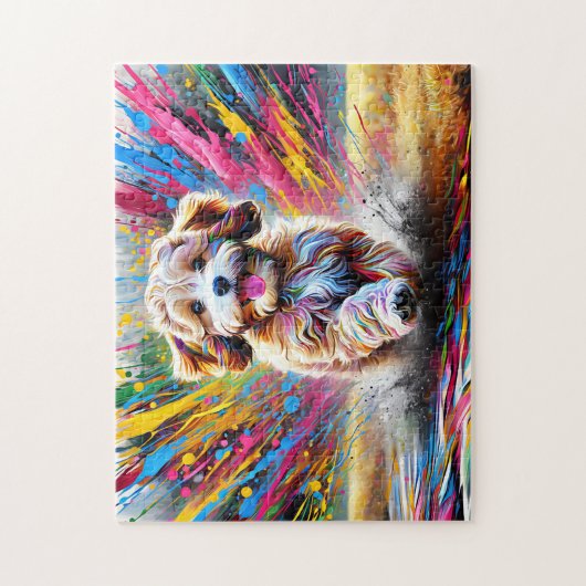 Puzzle Cavapoo Dog Portrait Acrylique Art Imprimer Amoure (Vertical)