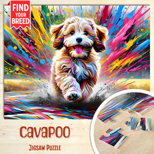 Puzzle Cavapoo Dog Portrait Acrylique Art Imprimer Amoure