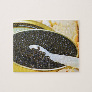 Puzzle Caviar noir et cuillère en nacre pour