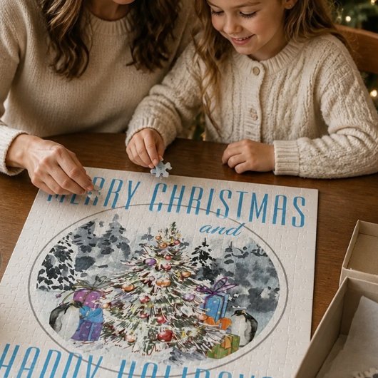 Puzzle Célébration de Noël des pingouins 16"x20"