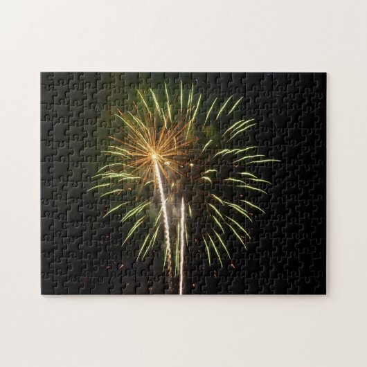Puzzle Célébration de vacances de feux d'artifice verts e (Horizontal)