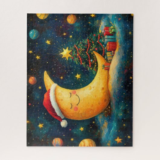 Puzzle Célébration drôle de la Lune de Noël de la Galaxie (Vertical)