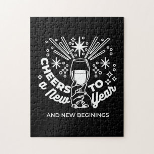 Puzzle Célébrer les nouveaux débuts Vin Verre Illustratio