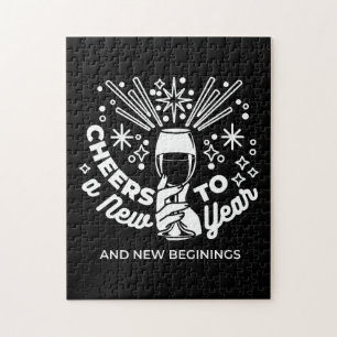 Puzzle Célébrer les nouveaux débuts Vin Verre Illustratio