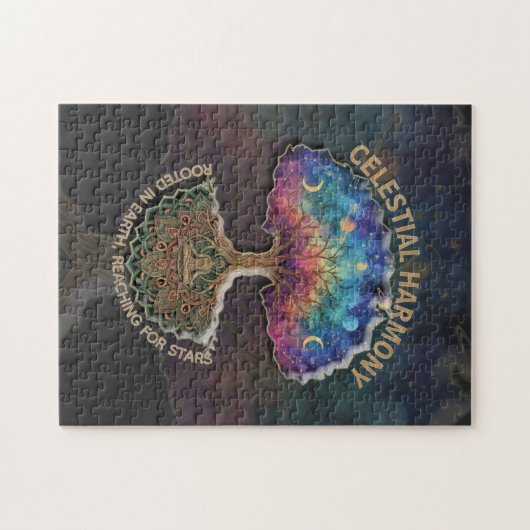 Puzzle Celestial Harmony Tree - Cosmic Meditation Mandala (Horizontal)