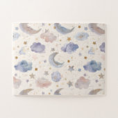 Puzzle Celestial Moon Stars Clouds Watercolor Pastels (Horizontal)