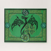 Puzzle Celtique irlandais de dragon vert (Horizontal)