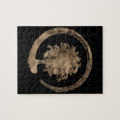 Puzzle Cercle de zen d'Enso et arbre - or sur le noir (Horizontal)