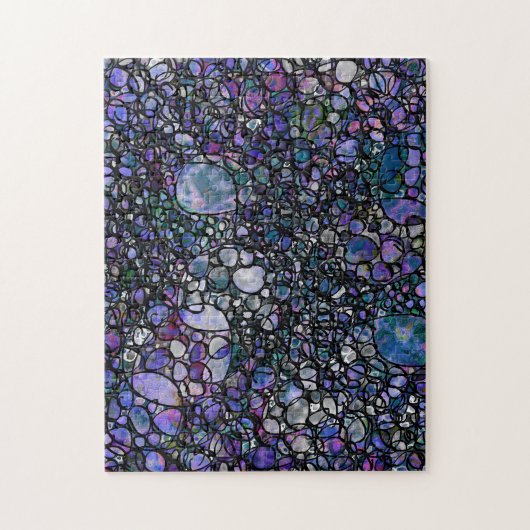Puzzle Cercles Abstraits Dessinés à la Main, Bleu, Violet (Vertical)