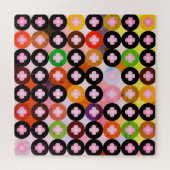 Puzzle Cercles multicolores cool et trèfles roses (Horizontal)