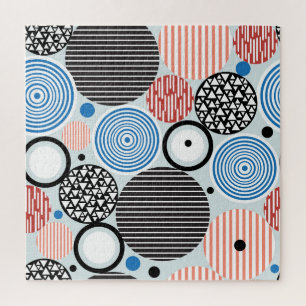 Puzzle Cercles multicolores, design motif graphique.