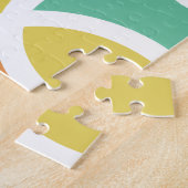 Puzzle Cercles ovales rétro des années 60 orange sarcelle (Côté)