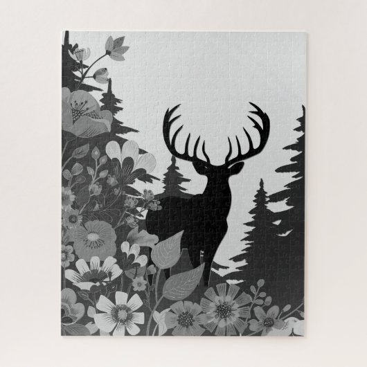 Puzzle Cerf avec grand rack hors forêt (Vertical)