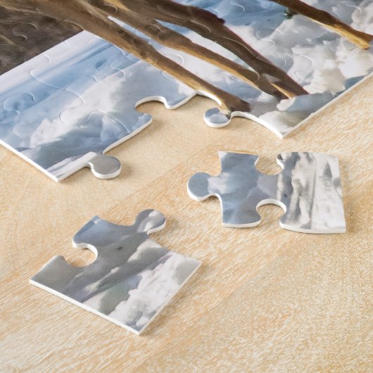 Puzzle Cerf blanc en neige (Côté)