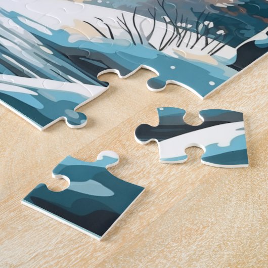 Puzzle Cerf couché de soleil d'hiver (Côté)