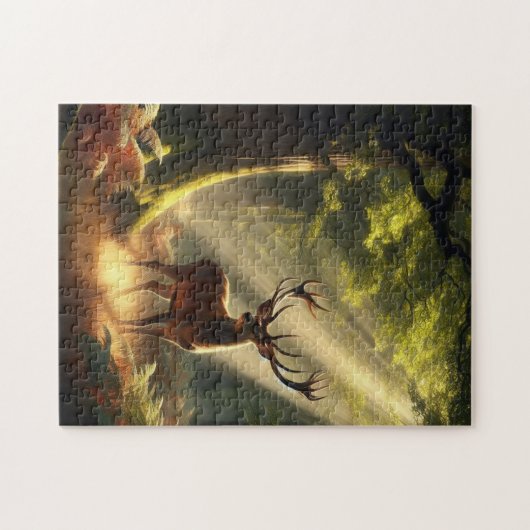 Puzzle Cerf dans la forêt matinale (Horizontal)