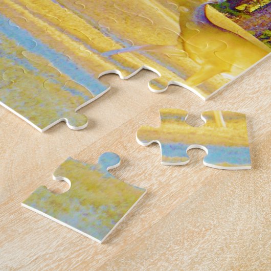 Puzzle Cerf de couleur moutarde avec bleu clair (Côté)