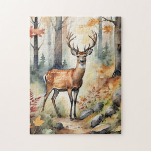 Puzzle Cerf de la forêt aquarelle renard automne