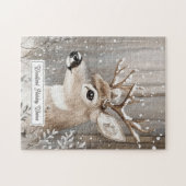 Puzzle Cerf de l'hiver en forêt enneigée de Noël (Horizontal)