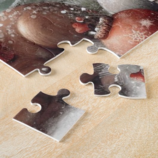 Puzzle Cerf de Noël/bonhomme de neige en bois classique (Côté)