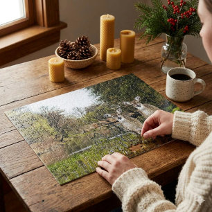 Puzzle Cerf de Virginie dans l'art de collage forestier