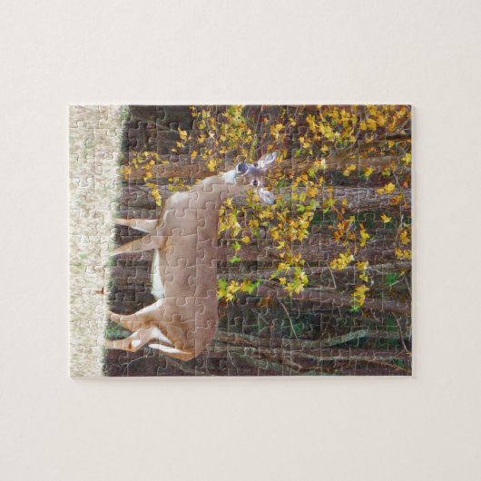 Puzzle Cerf devant l'arbre d'automne jaune (Horizontal)