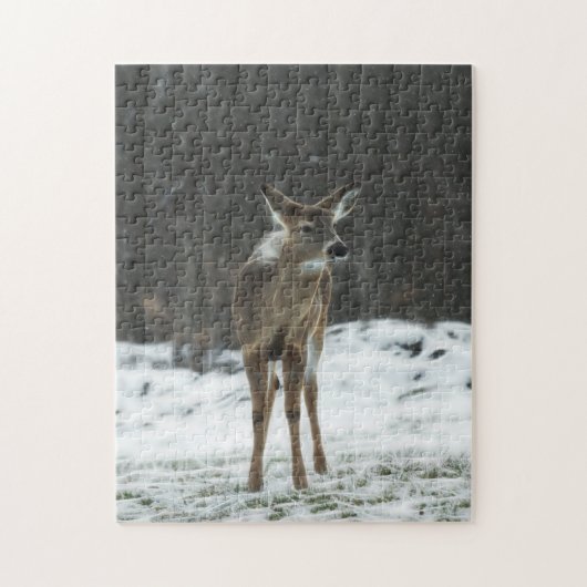 Puzzle Cerf Lone En Neige (Vertical)