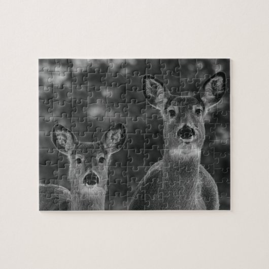 Puzzle Cerf noir et blanc (Horizontal)