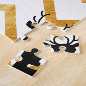 Puzzle Cerf noir, motif de texture or. (Côté)