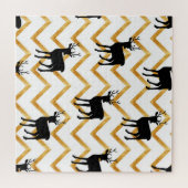 Puzzle Cerf noir, motif de texture or. (Horizontal)