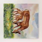 Puzzle Cerf peint Mère et Bébé (Horizontal)