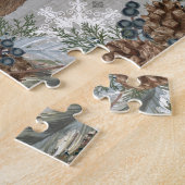 Puzzle cerfs communs rustiques vintages modernes d'hiver (Côté)