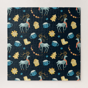 Puzzle Cerfs de Noël : Aquarelle Motif sans ambages