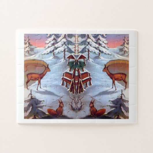 Puzzle Cerfs et écureuils Art vintage (Horizontal)