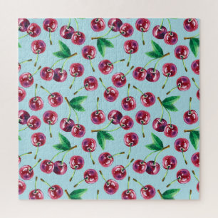 Puzzle Cerises d'aquarelle modernes : Motif de baies jute