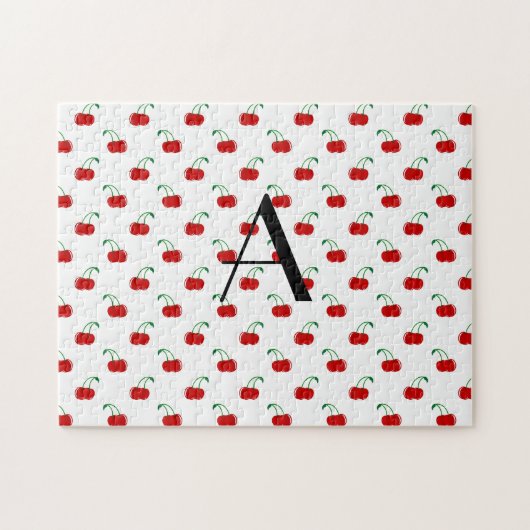 Puzzle Cerises de rouge de monogramme (Horizontal)
